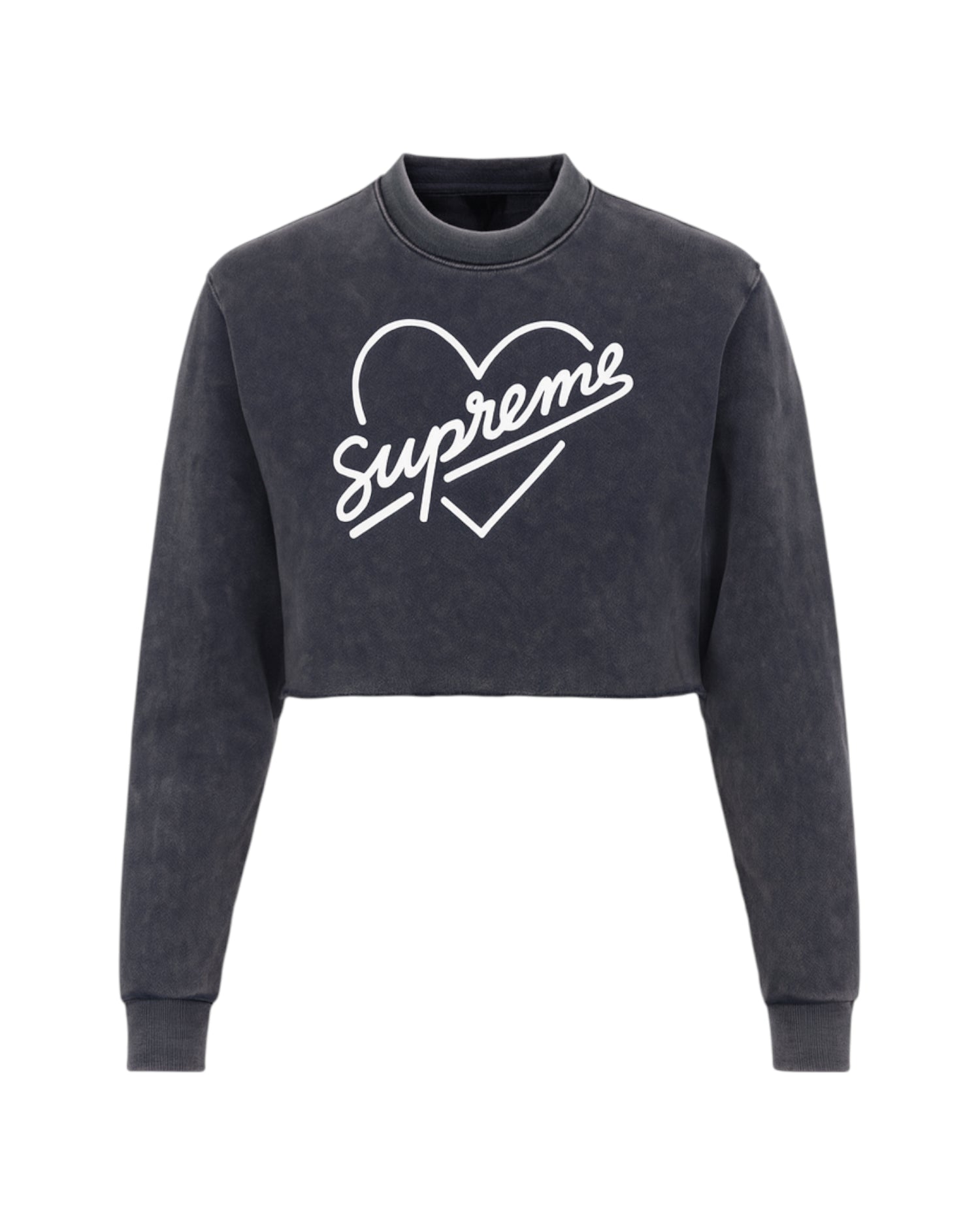 Pure Cotton Supreme Heart Washed Raw Edge Cropped Sweatshirt - main product image