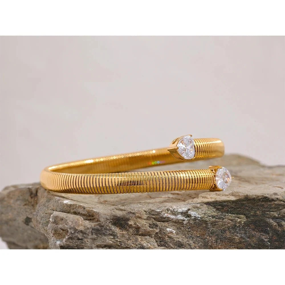 Heart Cubic Zirconia Open Bangle