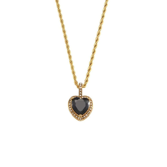 Black Heart Gemstone Necklace