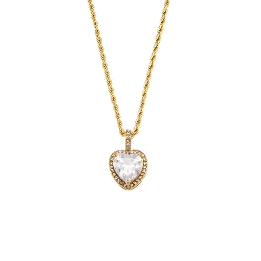 Clear Heart Gemstone Necklace