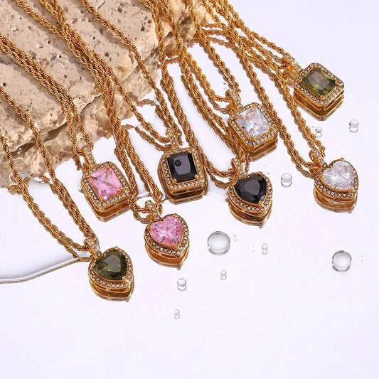 Square Gemstone Necklace