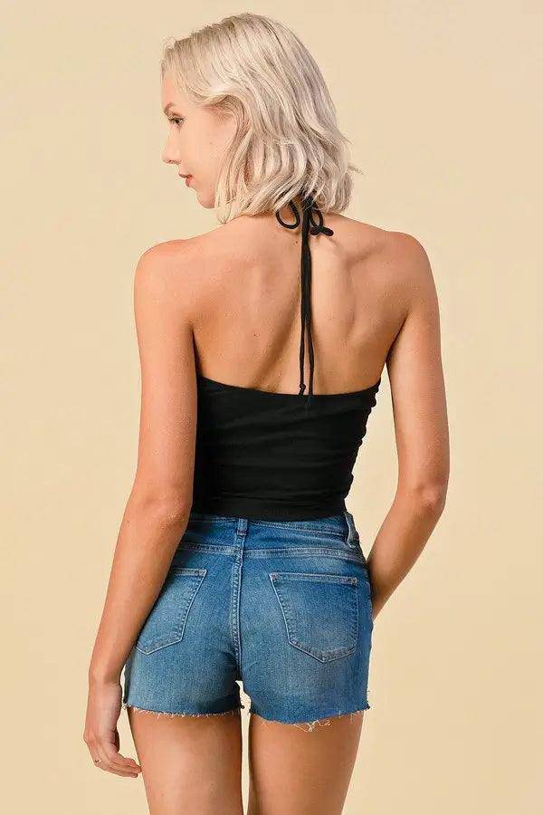 Front Lace Up Halter Cami Top, [product type]