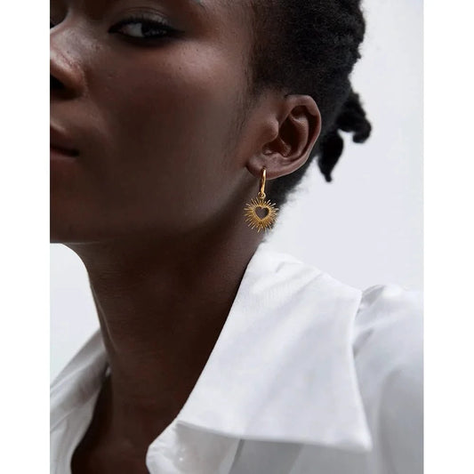 Gold Heartbeam Dangle Earrings