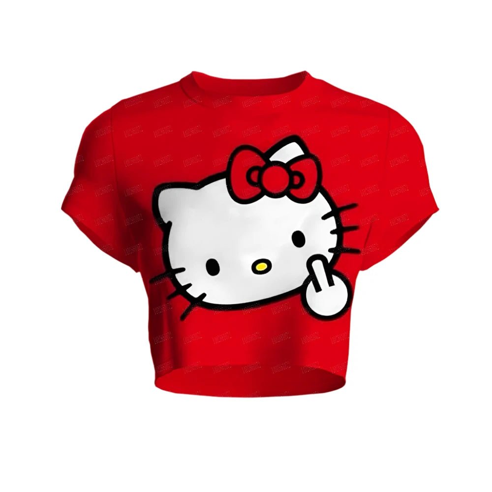 Red - Hello Kitty Crop Top Shirt