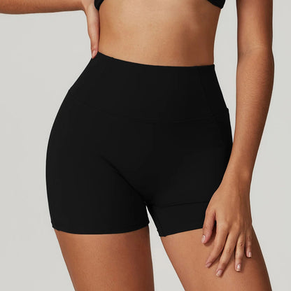 High Waist Breathable Tight Shorts - Black