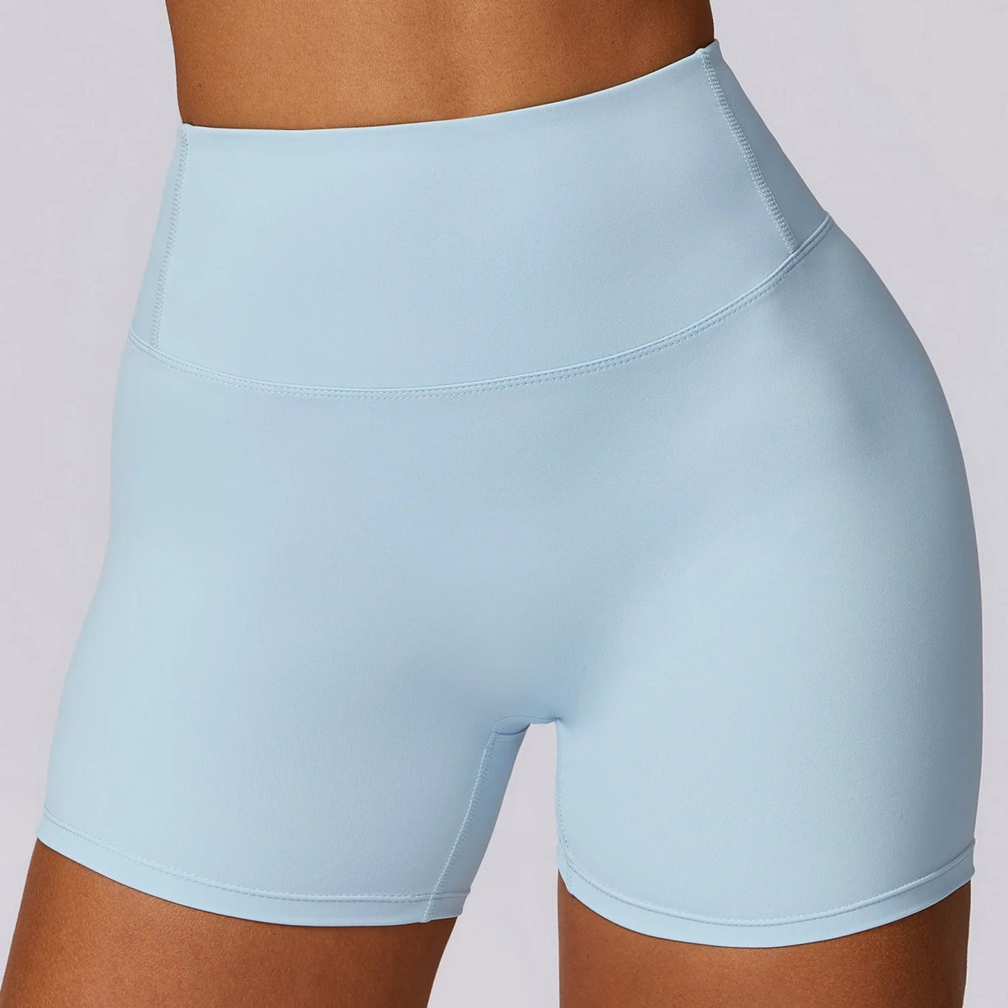 Sky Blue High Waist Buttock Lifting Yoga Shorts