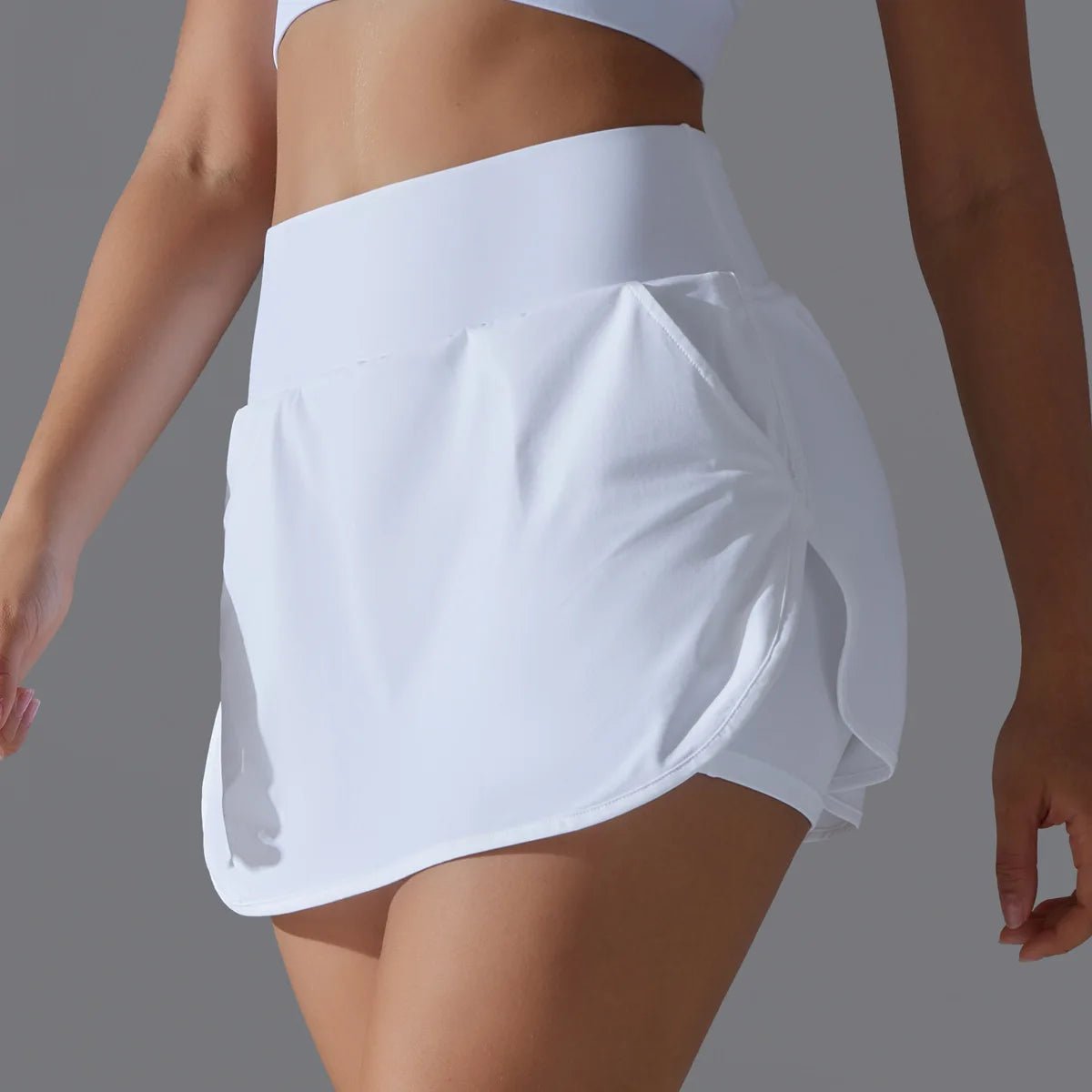 White High Waist Fitness Mini Skirt