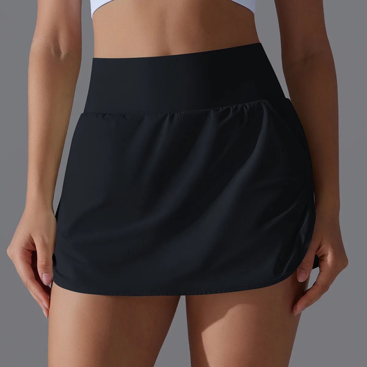 Black Blue High Waist Fitness Mini Skirt