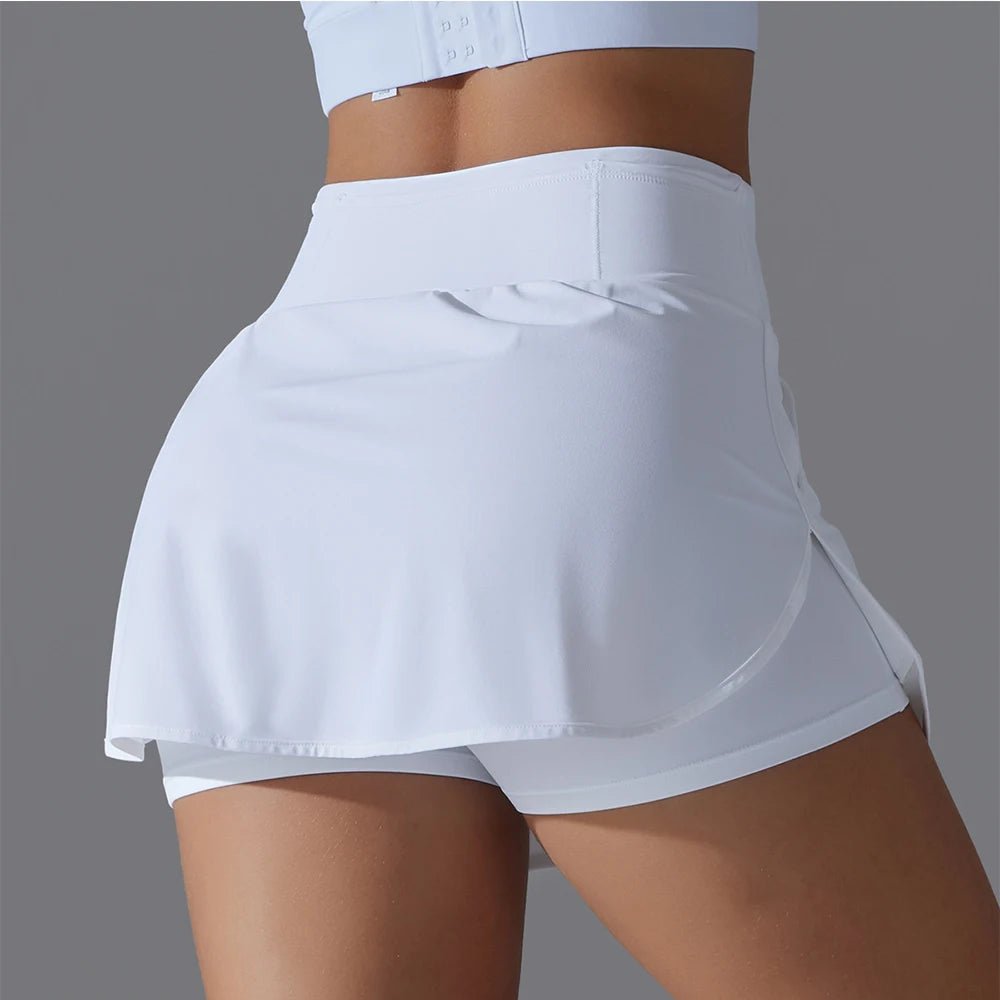 White High Waist Fitness Mini Skirt - Back details