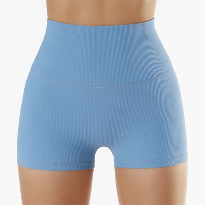 Sky Blue High - waist Fitness shorts