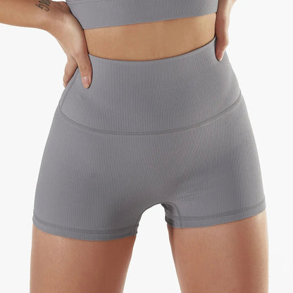 Gray High - waist Fitness shorts