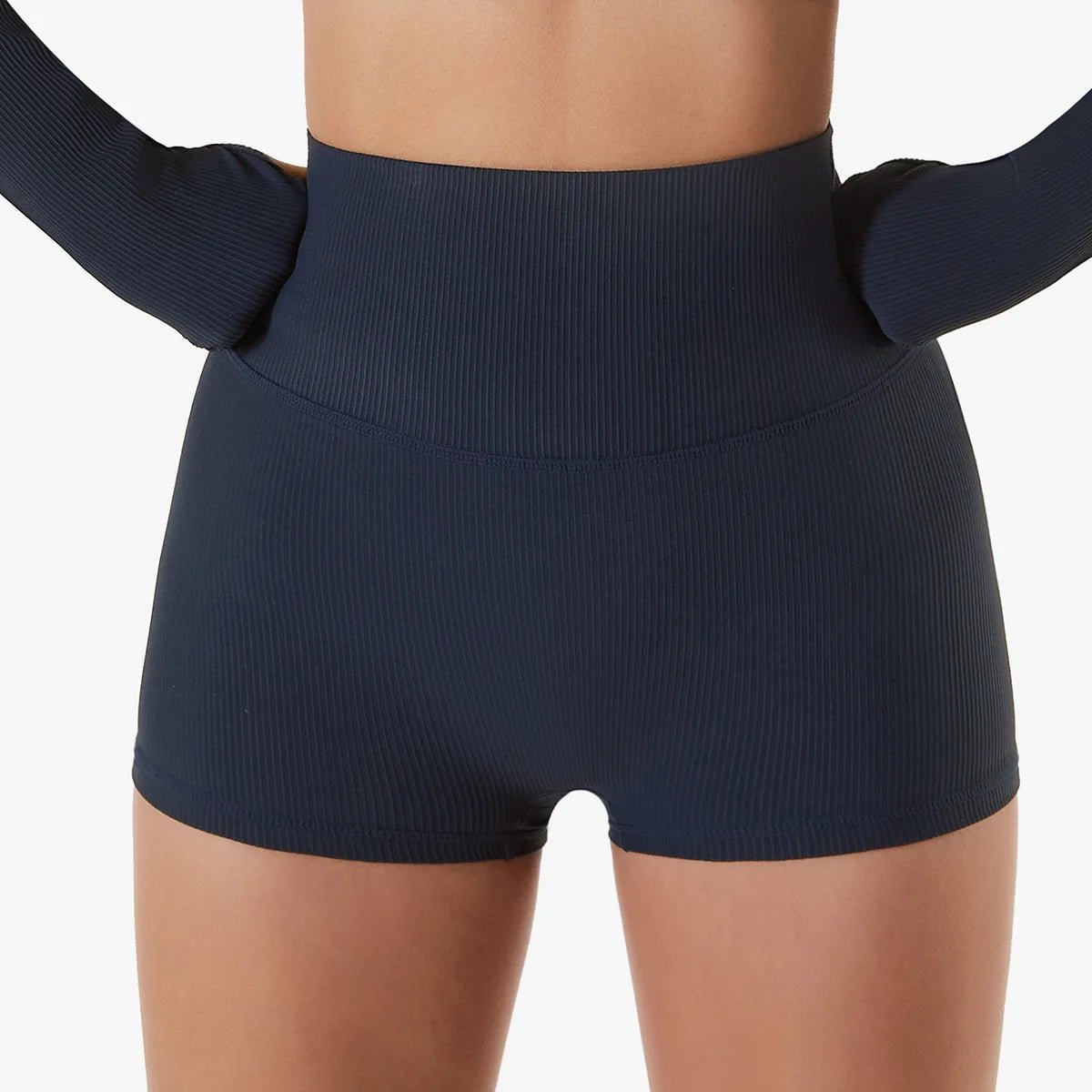 Navy Blue High - waist Fitness shorts