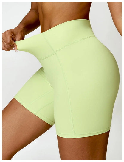 Yellow Green High Waist Yoga Shorts