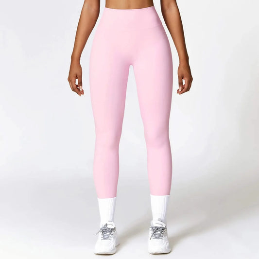 Pink High Waisted Leggings - Front