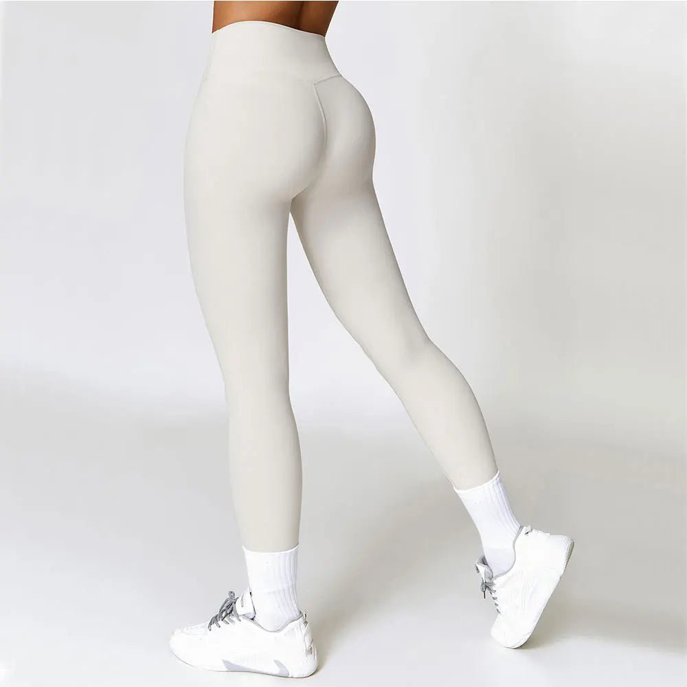 Gray High Waisted Leggings - Back