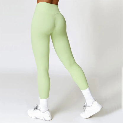 Apple Green High Waisted Leggings - Back