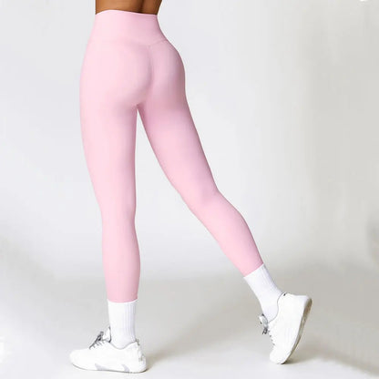 Pink High Waisted Leggings - Back