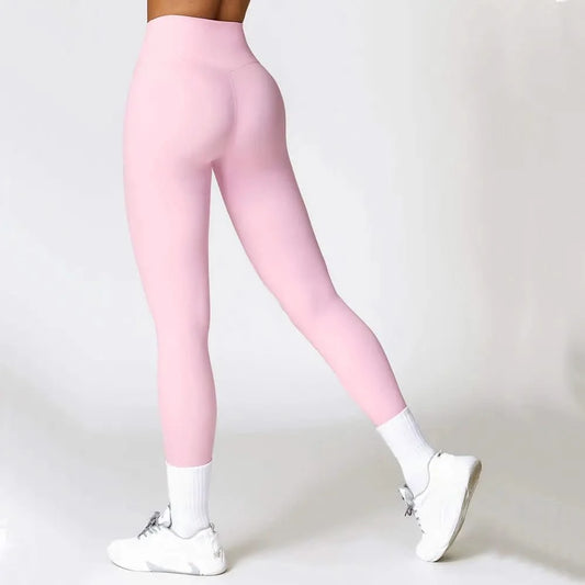 Pink High Waisted Leggings - Back
