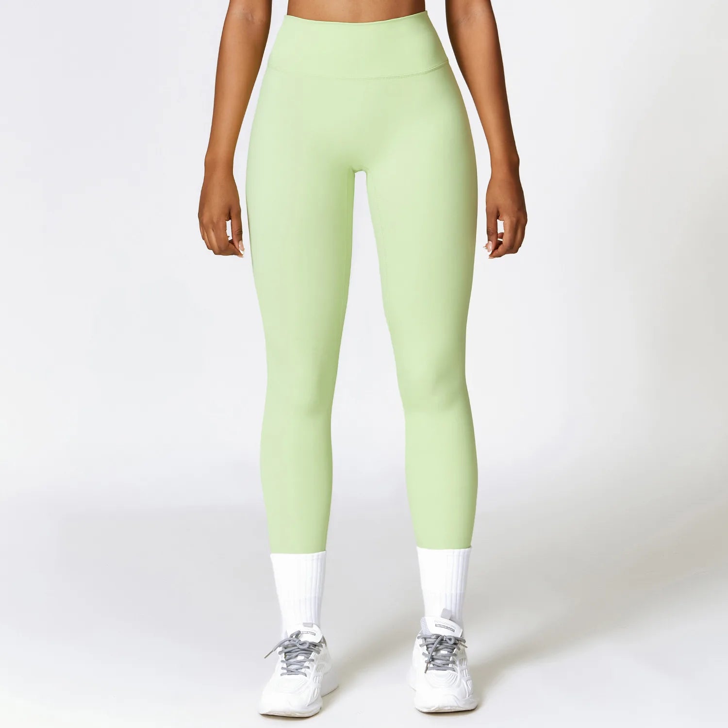 Apple Green High Waisted Leggings - Front