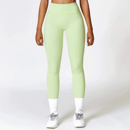 Apple Green High Waisted Leggings - Front