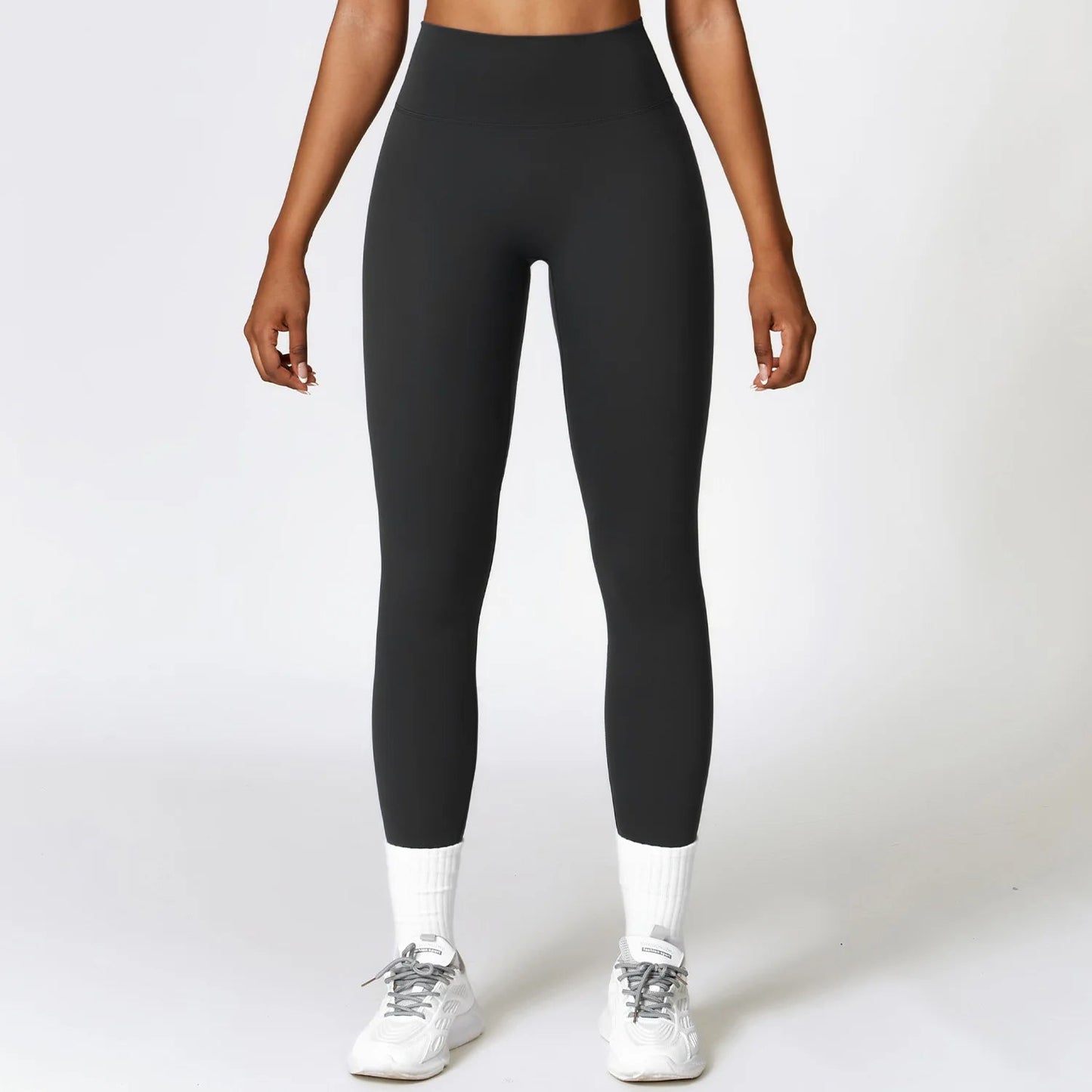 Black High Waisted Leggings - Front