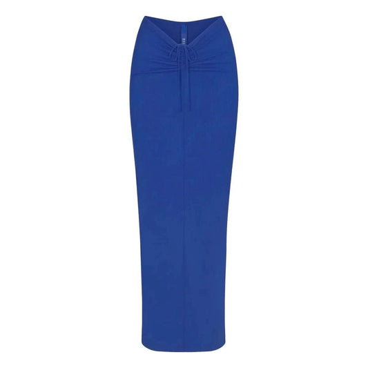 High Waisted Mid Length Skirt with Hip Wrap