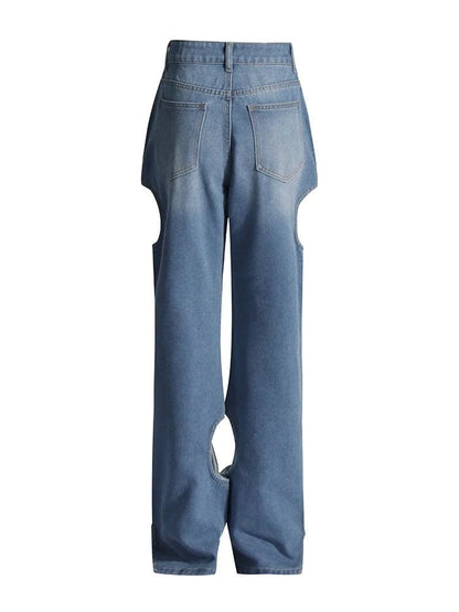 Hollow Out Denim Pants