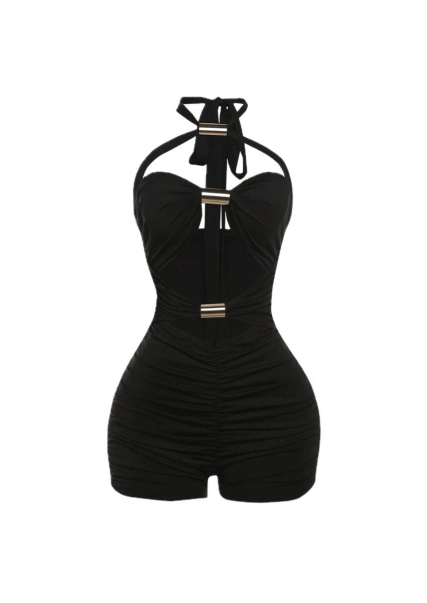 Hollow - Out Halter Playsuit