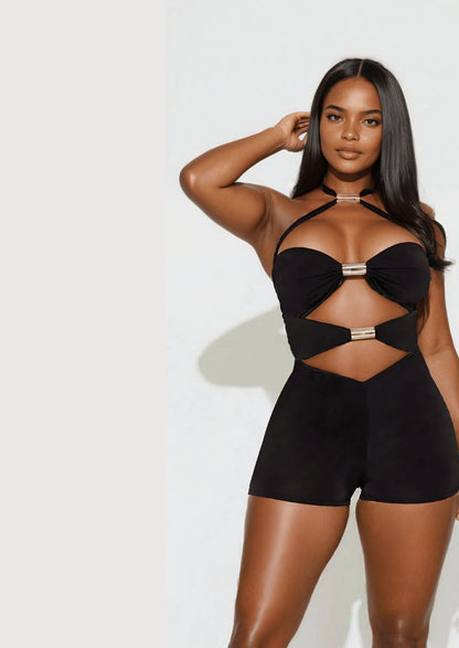 Hollow - Out Halter Playsuit