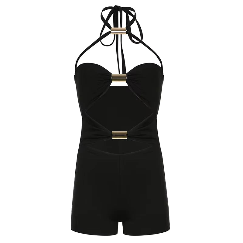 Hollow - Out Halter Playsuit