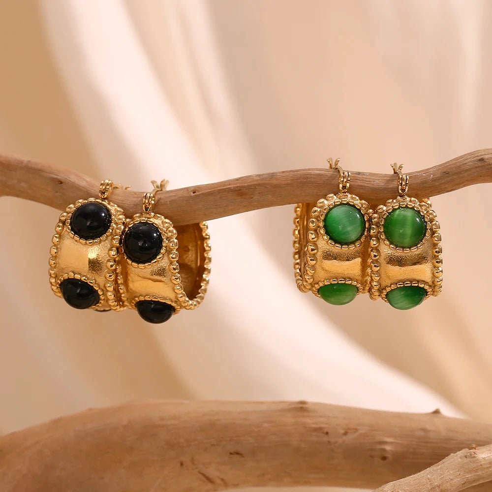 Hoop Earrings with Multi - Stone Accents