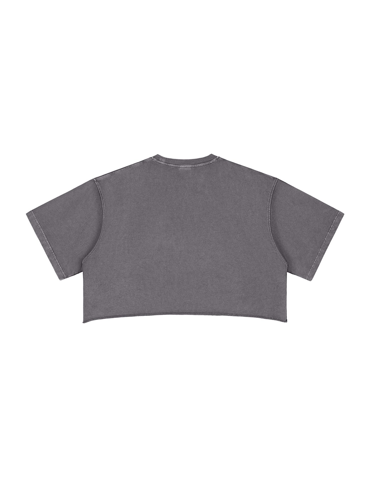 thug life Washed Raw Edge Crop Top