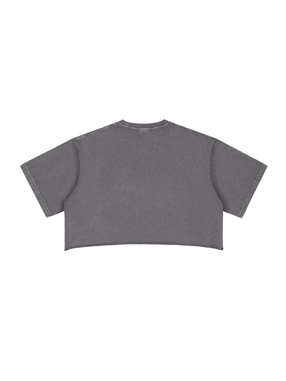 thug life Washed Raw Edge Crop Top