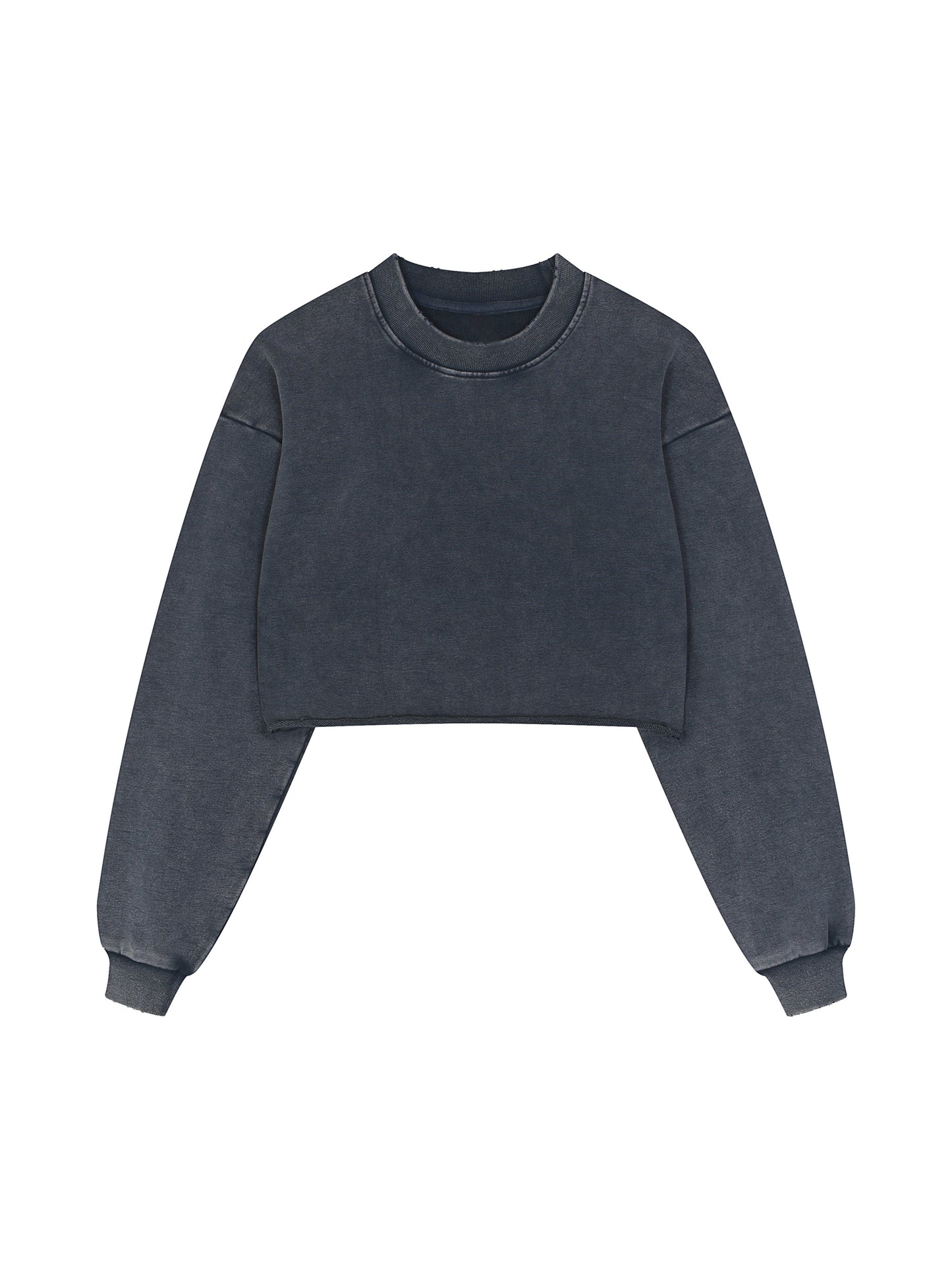 Cries Easily Washed Raw Edge Cropped Sweatshirt