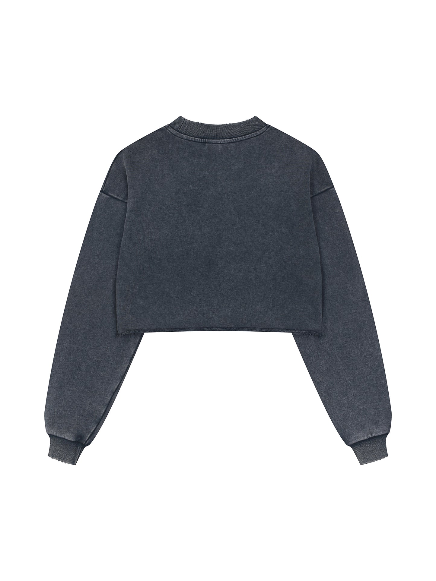 Pure Cotton Supreme Heart Washed Raw Edge Cropped Sweatshirt