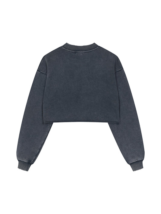 Pure Cotton Supreme Heart Washed Raw Edge Cropped Sweatshirt - additional view 9