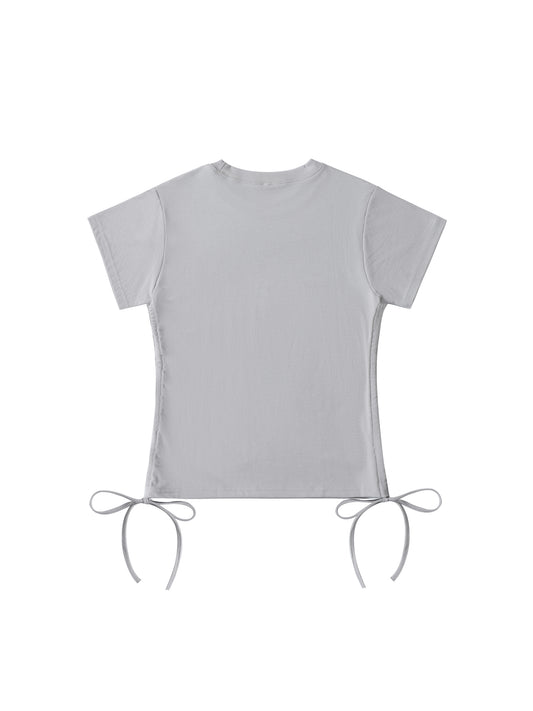 Evelyn Black Drawstring Crop T-Shirt - additional view 5