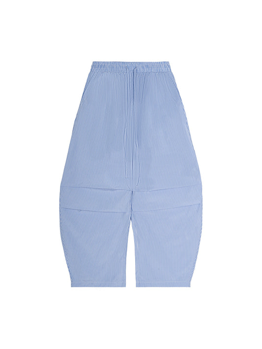 Vertical Stripe Drawstring Barrel Pants - additional view 5