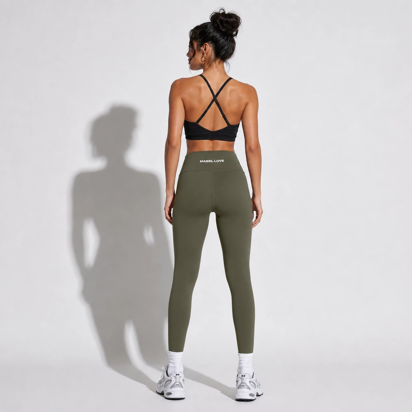 Set — Infinity bra + High Waist Leggings Army Green back on-model 2048