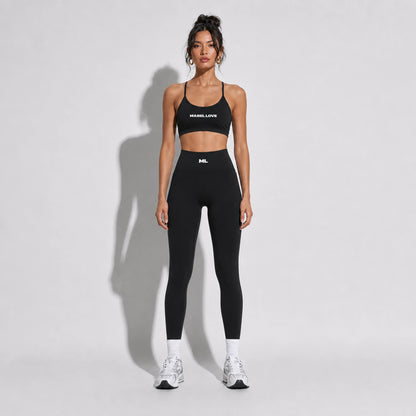 Set — Infinity bra + High Waist Leggings black front on-model 2048