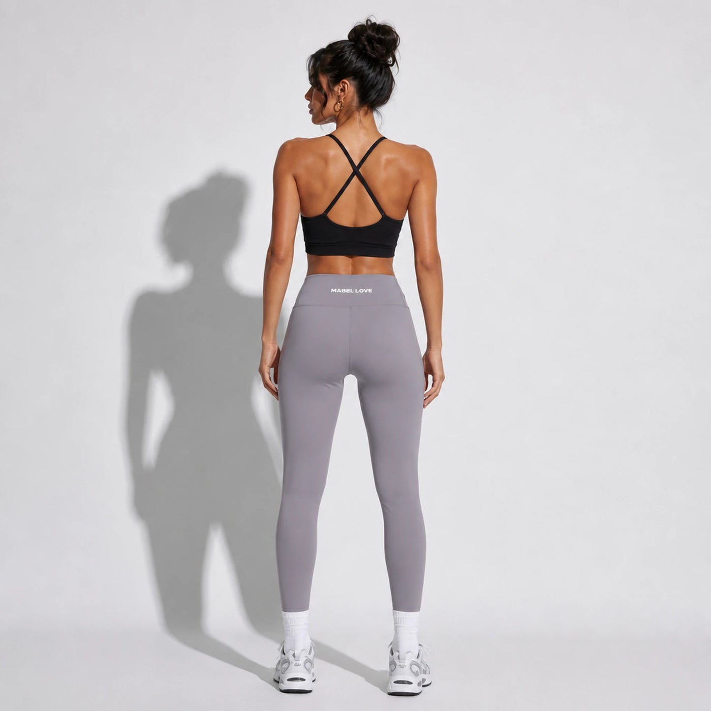 Set — Infinity bra + High Waist Leggings Gray Purple back on-model 2048