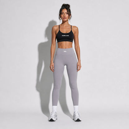 Set — Infinity bra + High Waist Leggings Gray Purple front on-model 2048