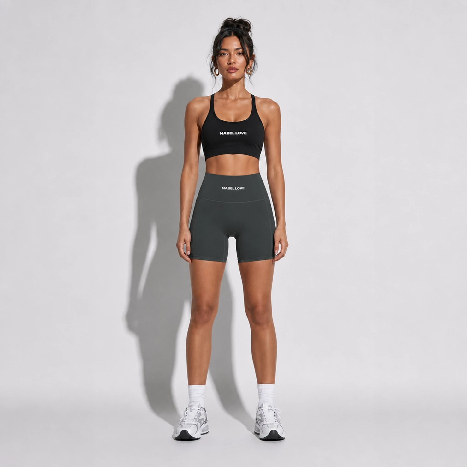 Set — Infinity bra + Legging Shorts Dark Gray front on-model 2048