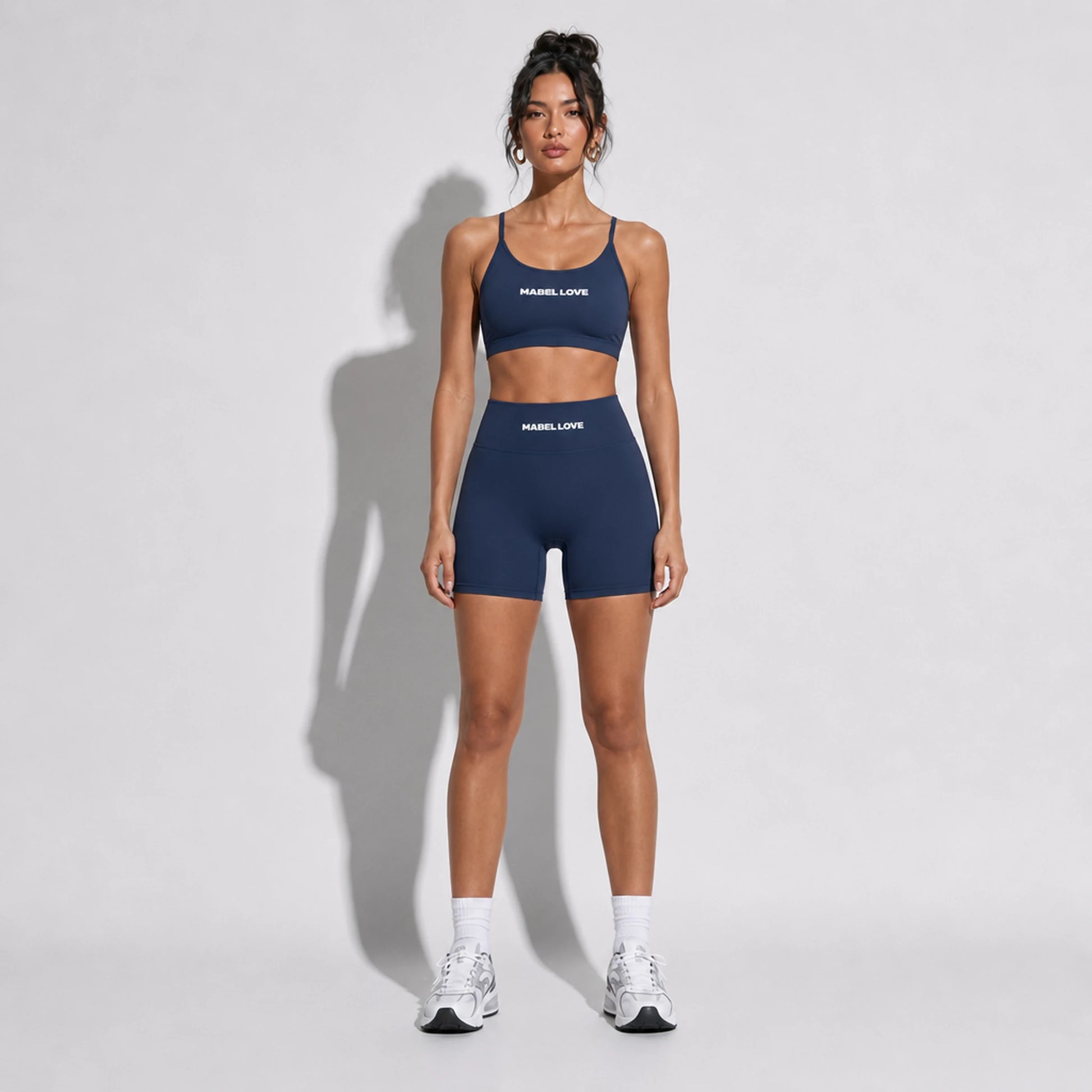 Set — Infinity bra + Legging Shorts navy front on-model 2048