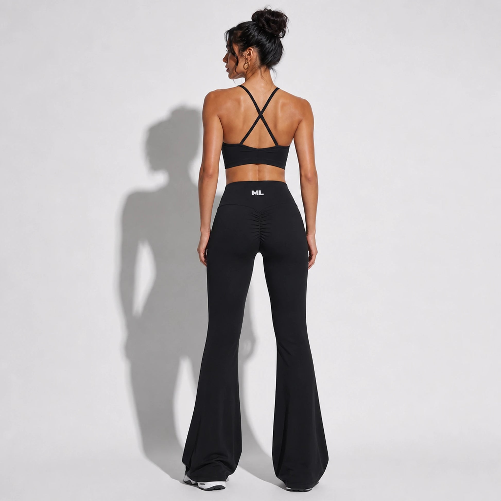 Set — Infinity bra + Scrunch Butt Leggings black back on-model 2048 (floor-length flare)
