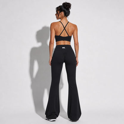 Set — Infinity bra + Scrunch Butt Leggings black back on-model 2048 (floor-length flare)