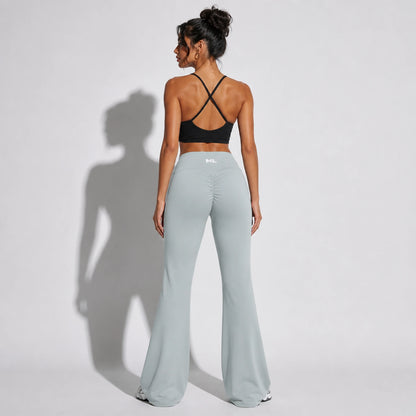 Set — Infinity bra + Scrunch Butt Leggings Gray back on-model 2048 (floor-length flare)
