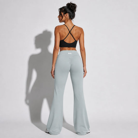 Set — Infinity bra + Scrunch Butt Leggings Gray back on-model 2048 (floor-length flare)