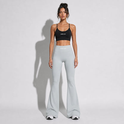 Set — Infinity bra + Scrunch Butt Leggings Gray front on-model 2048 (floor-length flare)