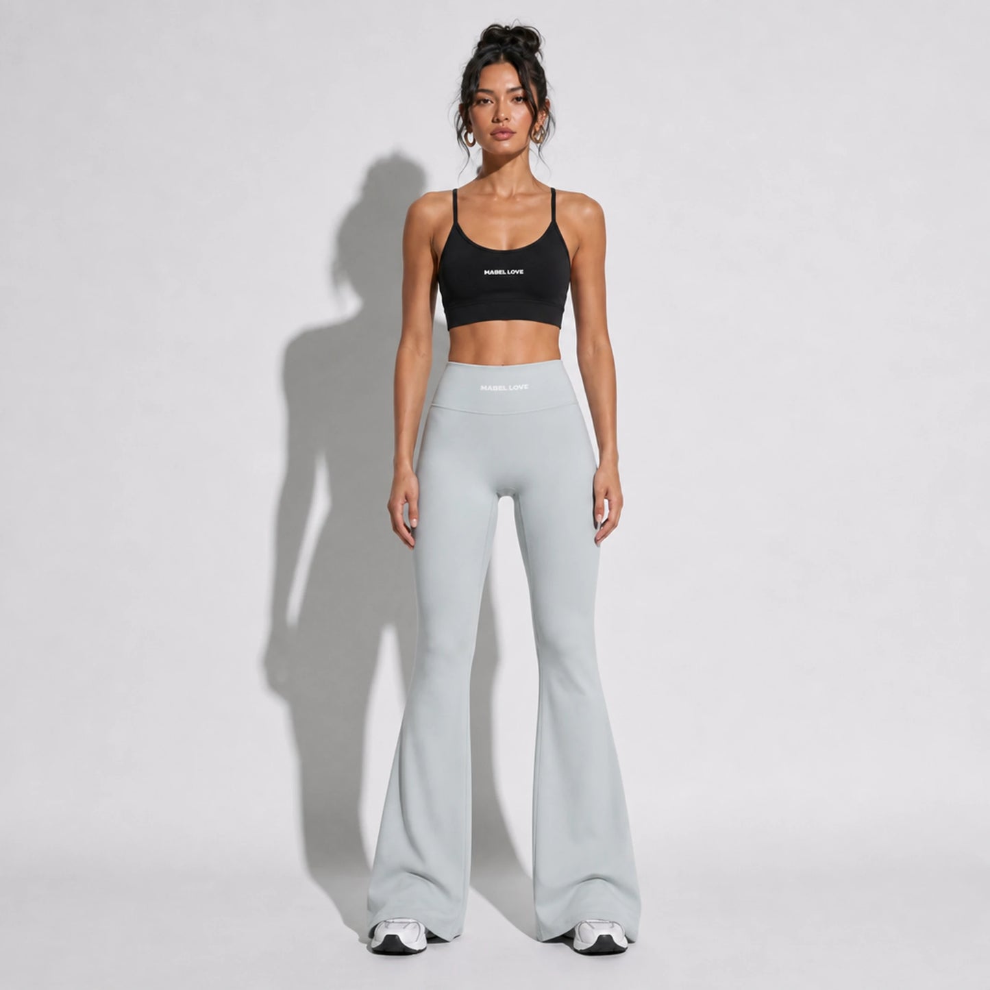Set — Infinity bra + Scrunch Butt Leggings Gray front on-model 2048 (floor-length flare)